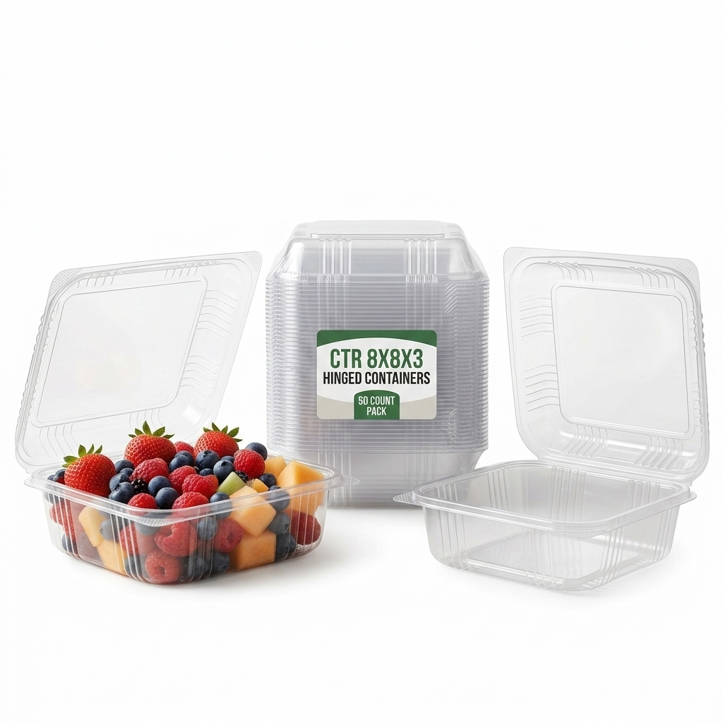 CTR 8 × 8 × 3 Food Containers – 50 Count Pack