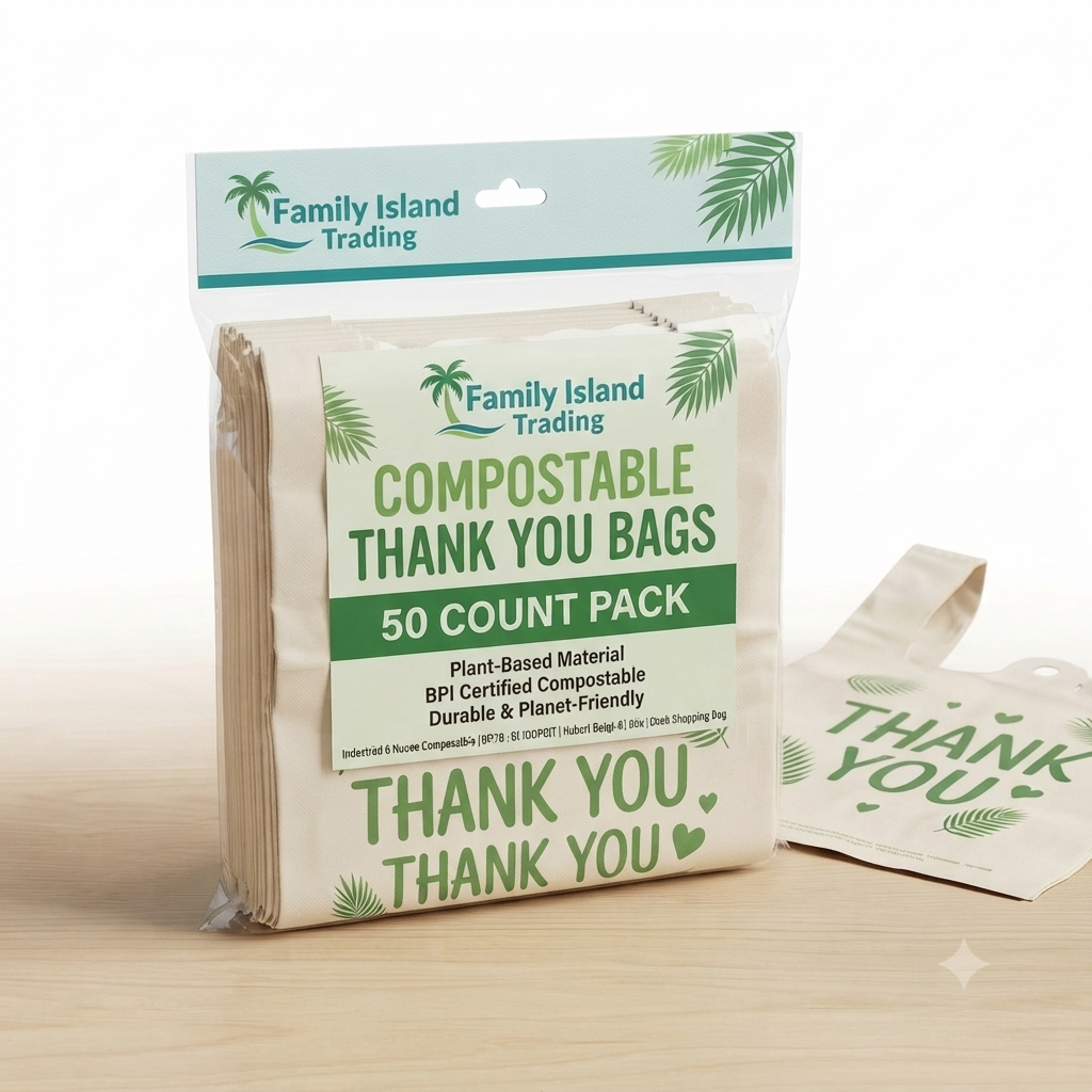 Compostable Thank You Bags – 50 Count Pack