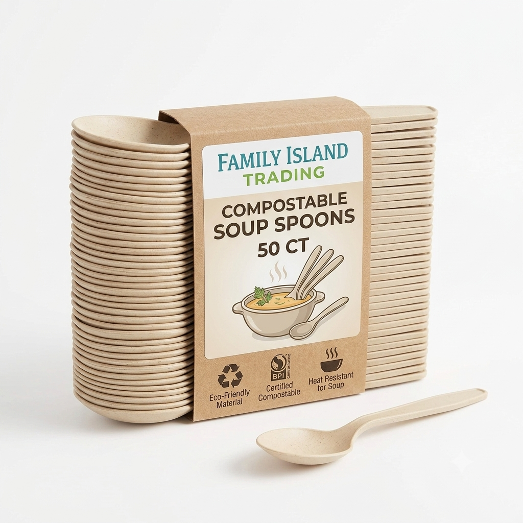 Compostable Soup Spoons – 50 Count Pack