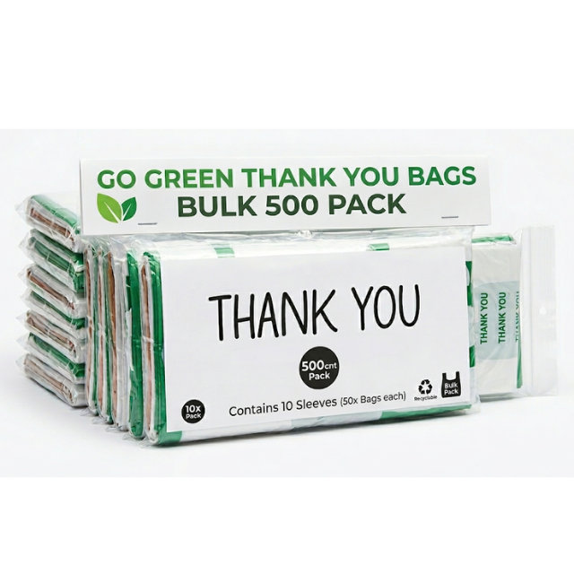 Go Green Thank You Bags – 500 Count Pack