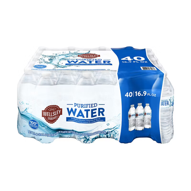 Wellsley Farms Purified Water – 16.9 oz Bottles (40 Pack)