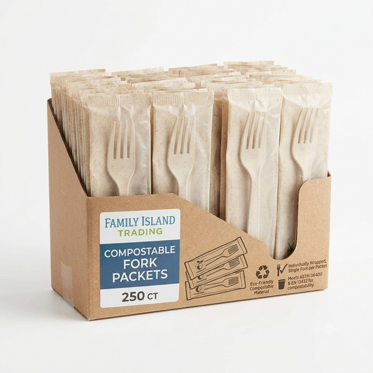 Compostable Fork Packets – 250 Count
