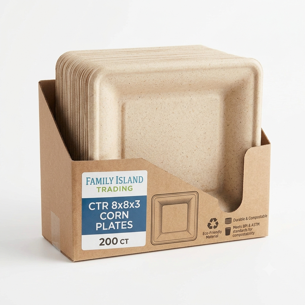 CTR 8" x 8" x 3" Corn Plates – 200 Count