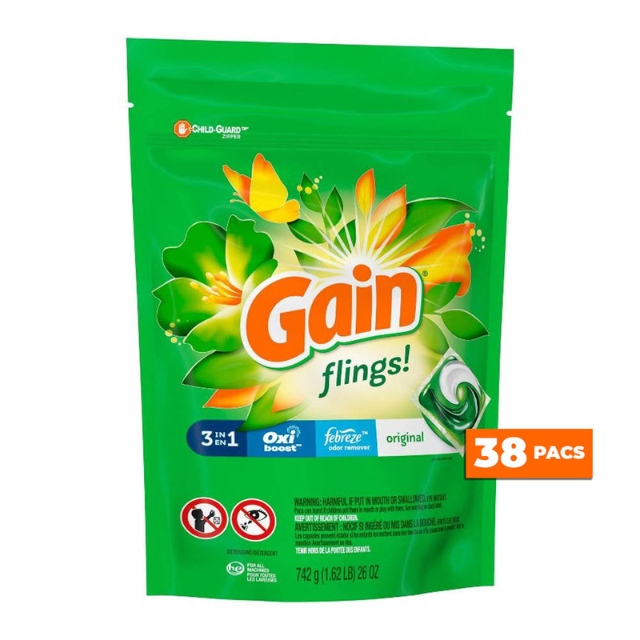 Gain Laundry Detergent Pods – 28 oz (38 Pods Pack)