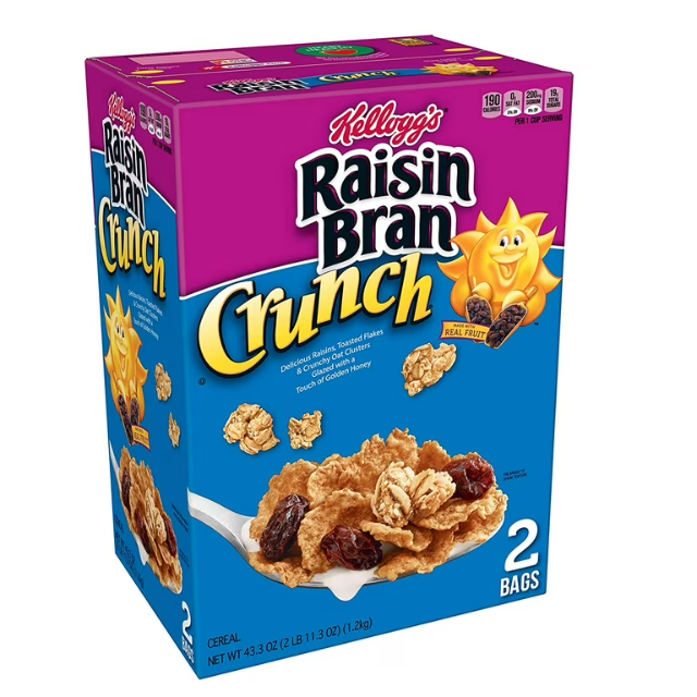 Kellogg's Raisin Bran Crunch Cereal 43.3 oz – 2 Bag Pack