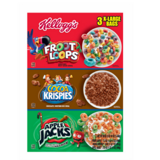 Kellogg's Tri Fun Pack Cereal 58 oz – 3 X-Large Bags