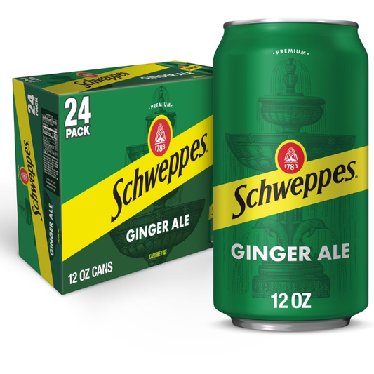 Schweppes Ginger Ale 12 oz Can – 24 Count Case