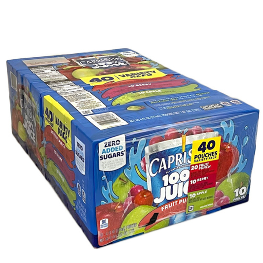 Capri Sun 100% Juice Variety Pack – 40 Count Case